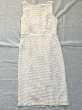 Ann Taylor Cream Textured Sheath Dress